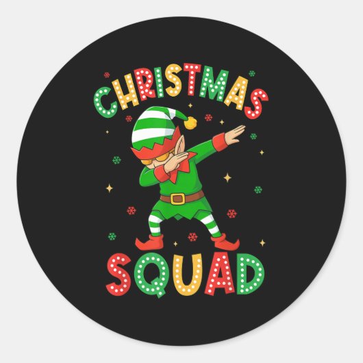 Weihnachts-Squad Santa Elf Familie Matching Runder Aufkleber (Vorderseite)