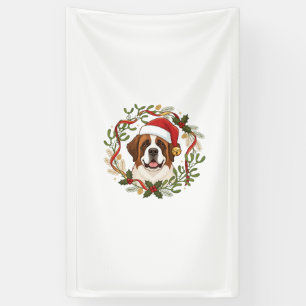 Weihnachts-St.-Bernhard-Hund-Santa-Hut-Kranz Banner