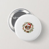 Weihnachts-St.-Bernhard-Hund-Santa-Hut-Kranz Button (Vorne & Hinten)