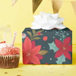 Weihnachts-Star-Blume, Mistletoe und Wintergreen Geschenkpapier