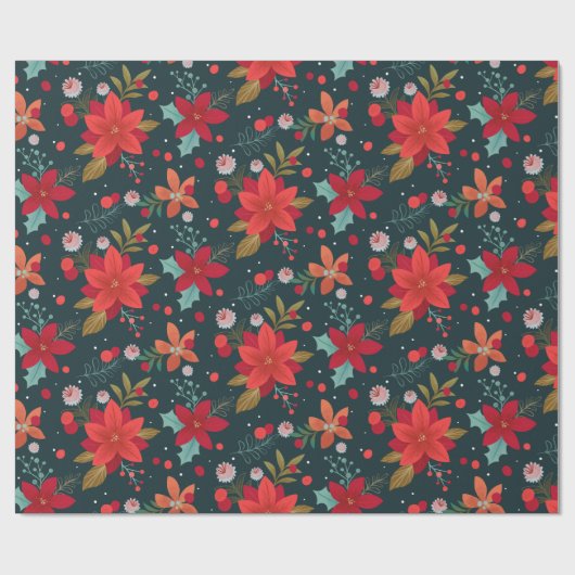 Weihnachts-Star-Blume, Mistletoe und Wintergreen Geschenkpapier (Flach)