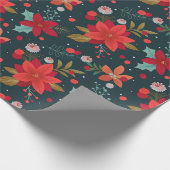 Weihnachts-Star-Blume, Mistletoe und Wintergreen Geschenkpapier (Ecke)