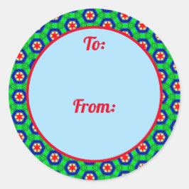 Weihnachts-Star-Border-Geschenksticker Runder Aufkleber