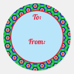 Weihnachts-Star-Border-Geschenksticker Runder Aufkleber