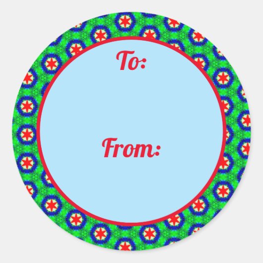 Weihnachts-Star-Border-Geschenksticker Runder Aufkleber (Vorderseite)