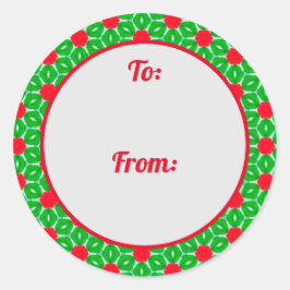 Weihnachts-Star-Border-Geschenksticker Runder Aufkleber