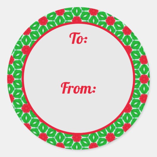 Weihnachts-Star-Border-Geschenksticker Runder Aufkleber (Vorderseite)