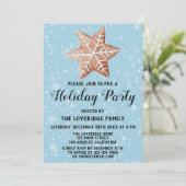 Weihnachts-Star Cookie Holiday Party Blue Snow Einladung (Stehend Vorderseite)