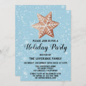 Weihnachts-Star Cookie Holiday Party Blue Snow Einladung (Vorne/Hinten)