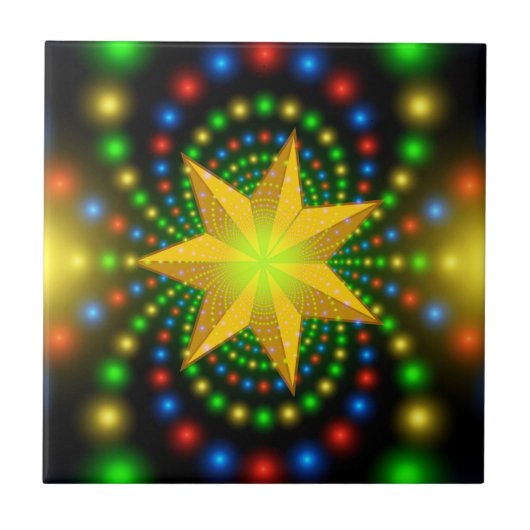 Weihnachts-Star-Fraktal Design-29440 Fliese (Vorderseite)