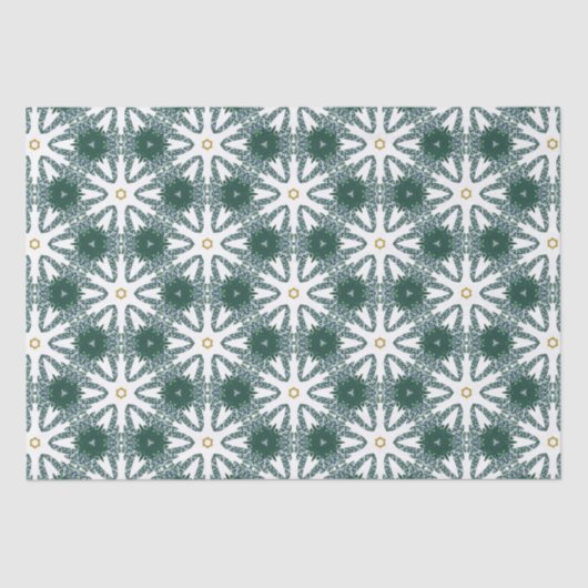 Weihnachts-Star Green Gold Luxus Muster Seidenpapier (Vorderseite)