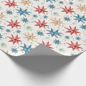 Weihnachts-Star-Ornamente Rot Blau Moderne Weihnac Geschenkpapier (Ecke)