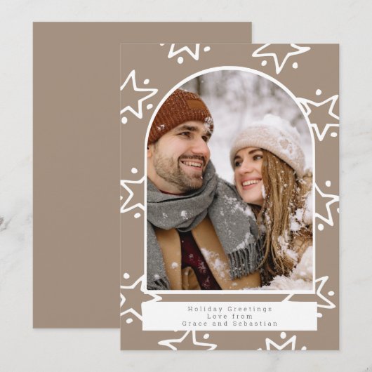 Weihnachts-Star-Pattern-Foto Personalisiert Feiertagskarte (Vorne/Hinten)