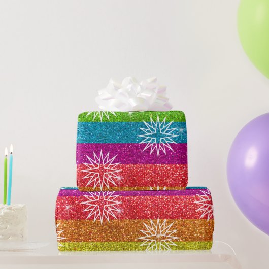 Weihnachts-Star-Regenbogen-Glitzer Gay Holiday Geschenkpapier (Partygeschenke)