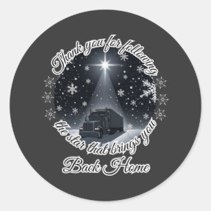 Weihnachts-Star-Truck-Reise Light Homecoming Runder Aufkleber