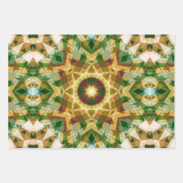 Weihnachts-Star Winter Green Fall Brown Gold Yello Geschenkpapier Set