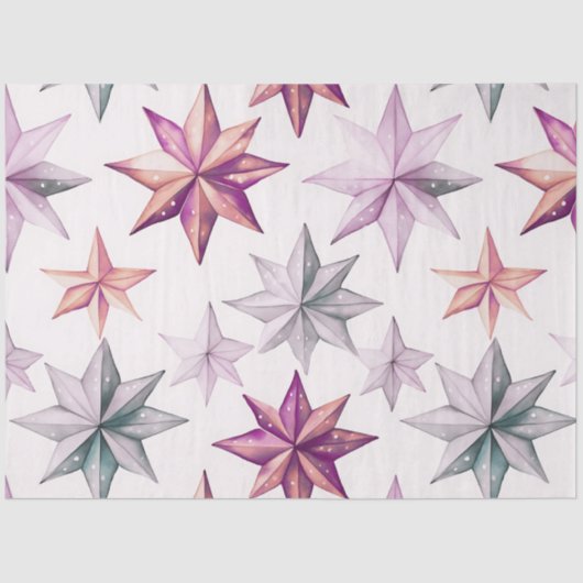 Weihnachts-Stars und Schneeflocken Seidenpapier (Vorderseite)