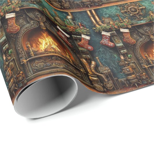 Weihnachts-Steampton Geschenkpapier (Rolleneckpunkt)