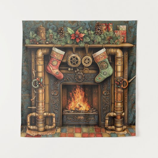 Weihnachts-Steampunk-Feuerwerk Wandteppich (Vorderseite)