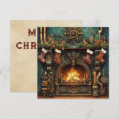 Weihnachts-Steampunk-Kaminkarte (Vorne/Hinten)