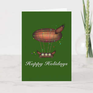 Weihnachts-Steampunk-Luftschiff anpassbare Karte