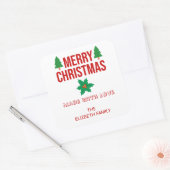 Weihnachts-Stechpaleren-Frucht Selbstgemachtes Ess Quadratischer Aufkleber (Umschlag)