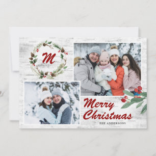 Weihnachts-Stechpalme 2 FOTOS Collage Rinde Feiertagskarte
