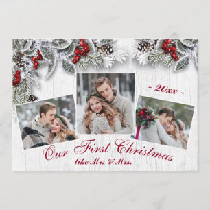 Weihnachts-Stechpalme Rustikales Foto Weihnachtsgr Feiertagskarte