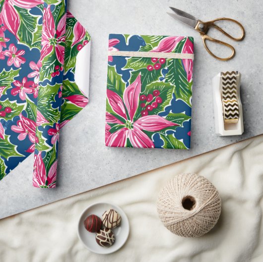Weihnachts-Stechpalme und Blumenmuster Geschenkpapier (Kunsthandwerk)
