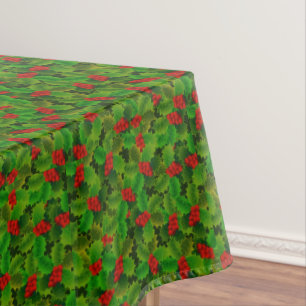 Weihnachts-Stechpalmen-Beeren-Blätter-Tischdecke Tischdecke