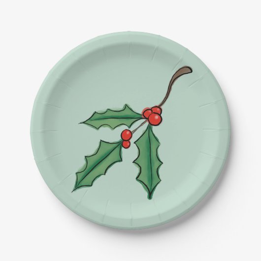 Weihnachts-Stechpalmen-Beeren-Papierteller Pappteller (Vorderseite)