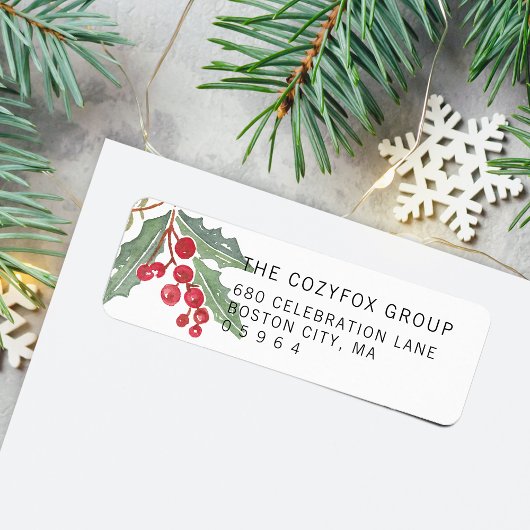 Weihnachts-Stechpalmen-Beeren-Rücksendeadresse