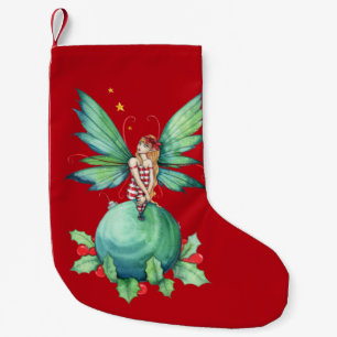 Weihnachts-Stechpalmen-Fee Fantasy-Kunst Kleiner Weihnachtsstrumpf