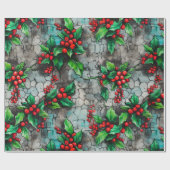 Weihnachts-Stechpalmen-Graffiti Geschenkpapier (Flach)