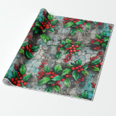 Weihnachts-Stechpalmen-Graffiti Geschenkpapier (Ungerollt)
