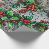 Weihnachts-Stechpalmen-Graffiti Geschenkpapier (Ecke)