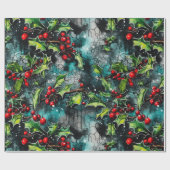 Weihnachts-Stechpalmen-Graffiti Geschenkpapier (Flach)