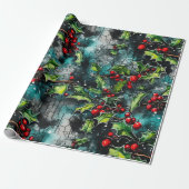 Weihnachts-Stechpalmen-Graffiti Geschenkpapier (Ungerollt)