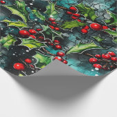 Weihnachts-Stechpalmen-Graffiti Geschenkpapier (Ecke)