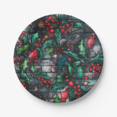 Weihnachts-Stechpalmen-Graffiti Pappteller (Vorderseite)