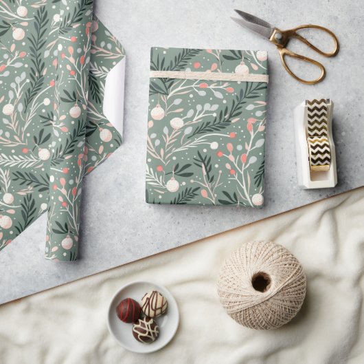Weihnachts-Stechpalmen-Muster Geschenkpapier (Kunsthandwerk)