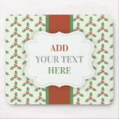Weihnachts-Stechpalmen-Muster Grüne Stechpalme Rot Mousepad (Vorne)