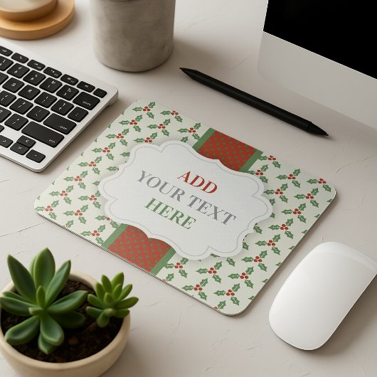 Weihnachts-Stechpalmen-Muster Grüne Stechpalme Rot Mousepad