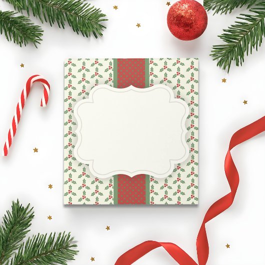Weihnachts-Stechpalmen-Muster Grüne Stechpalme Rot Notizblock