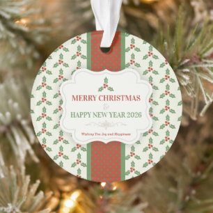 Weihnachts-Stechpalmen-Muster Grüne Stechpalme Rot Ornament