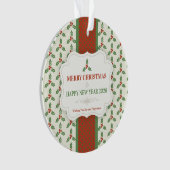 Weihnachts-Stechpalmen-Muster Grüne Stechpalme Rot Ornament (Vorderseite)