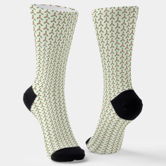 Weihnachts-Stechpalmen-Muster Grüne Stechpalme Rot Socken (Gewinkelt)