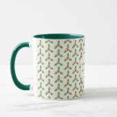 Weihnachts-Stechpalmen-Muster Grüne Stechpalme Rot Tasse (Links)