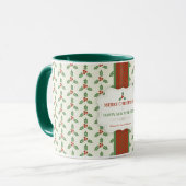 Weihnachts-Stechpalmen-Muster Grüne Stechpalme Rot Tasse (Vorderseite Links)