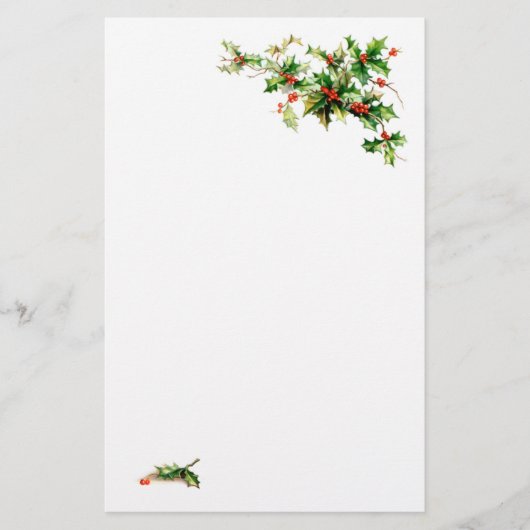 Weihnachts-Stechpalmen-Schreibwaren Briefpapier (Vorderseite)